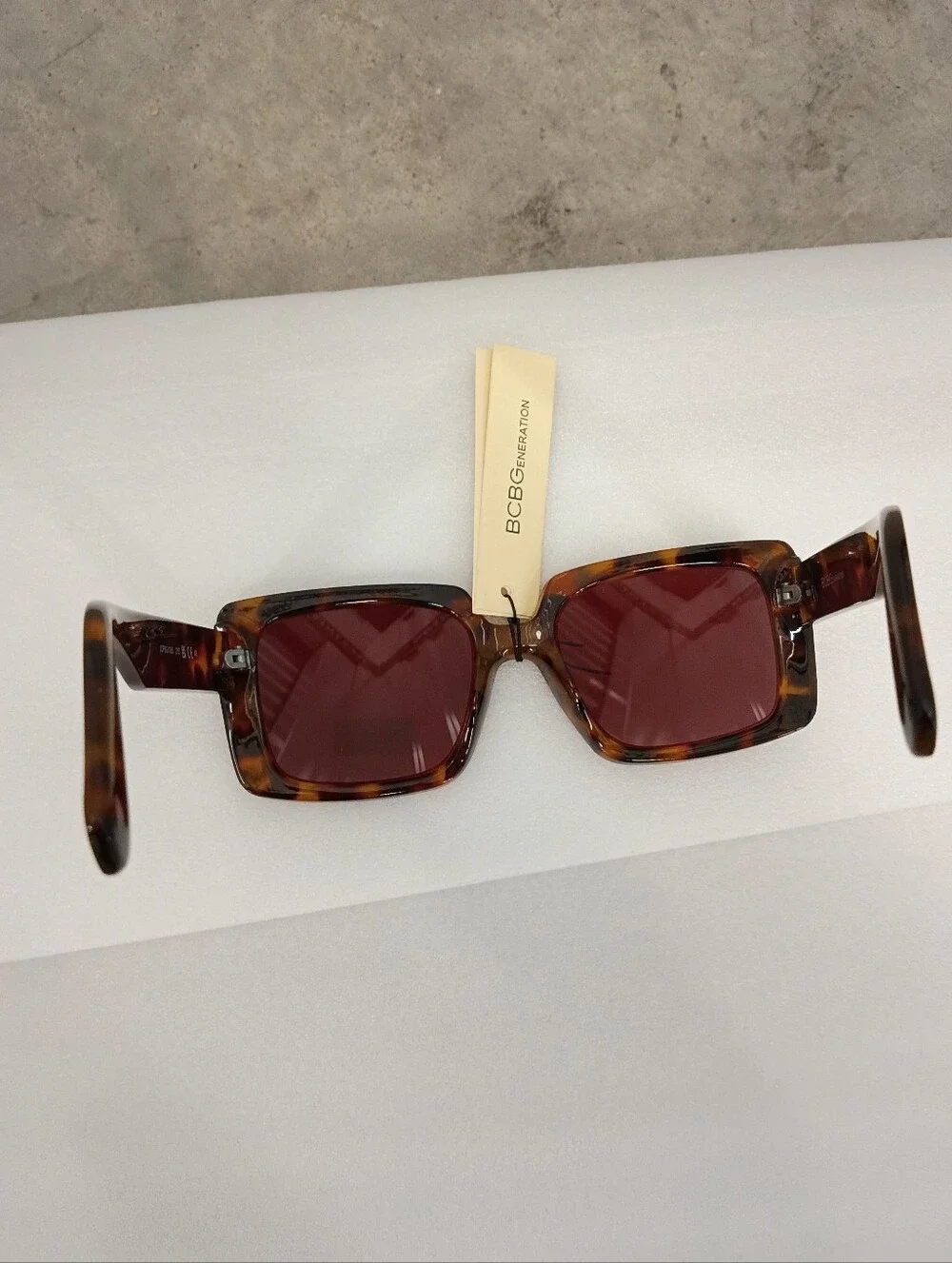 BCBGeneration Tortoiseshell Frame Sunglasses with Burgundy Lenses
